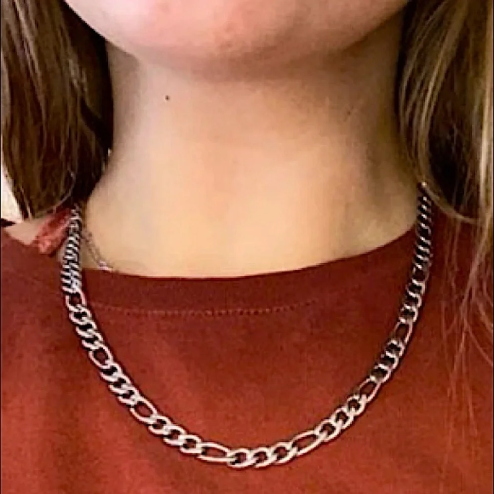 STAINLESS STEEL FIGARO CHAIN LINK NECKLACE